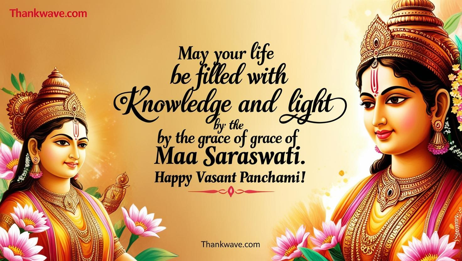 May your life be filled with knowledge and light by the grace of Maa Saraswati. Happy Vasant Panchami!”