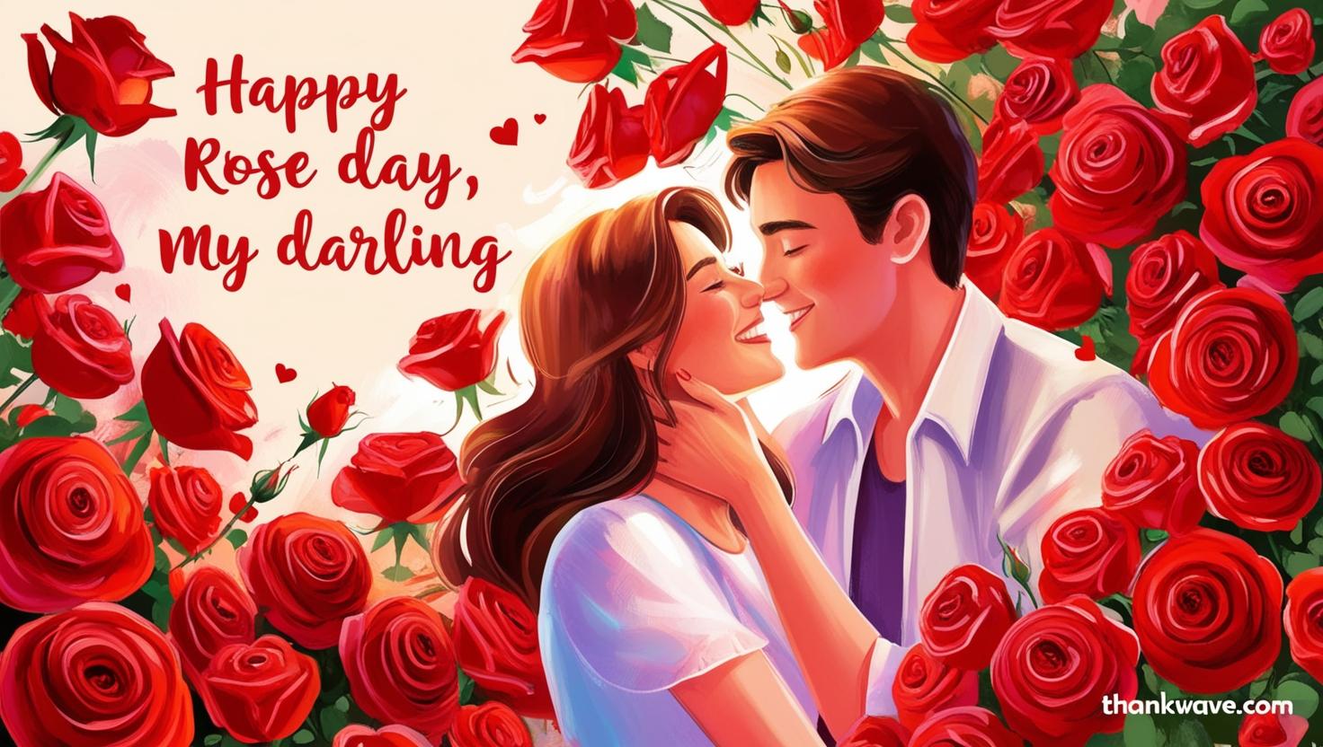 “With you, every day feels like a celebration, and today, I want to remind you of my love. Happy Rose Day, my darling.”