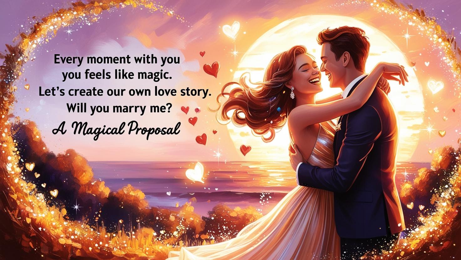 “Every moment with you feels like magic. Let’s create our own love story. Will you marry me