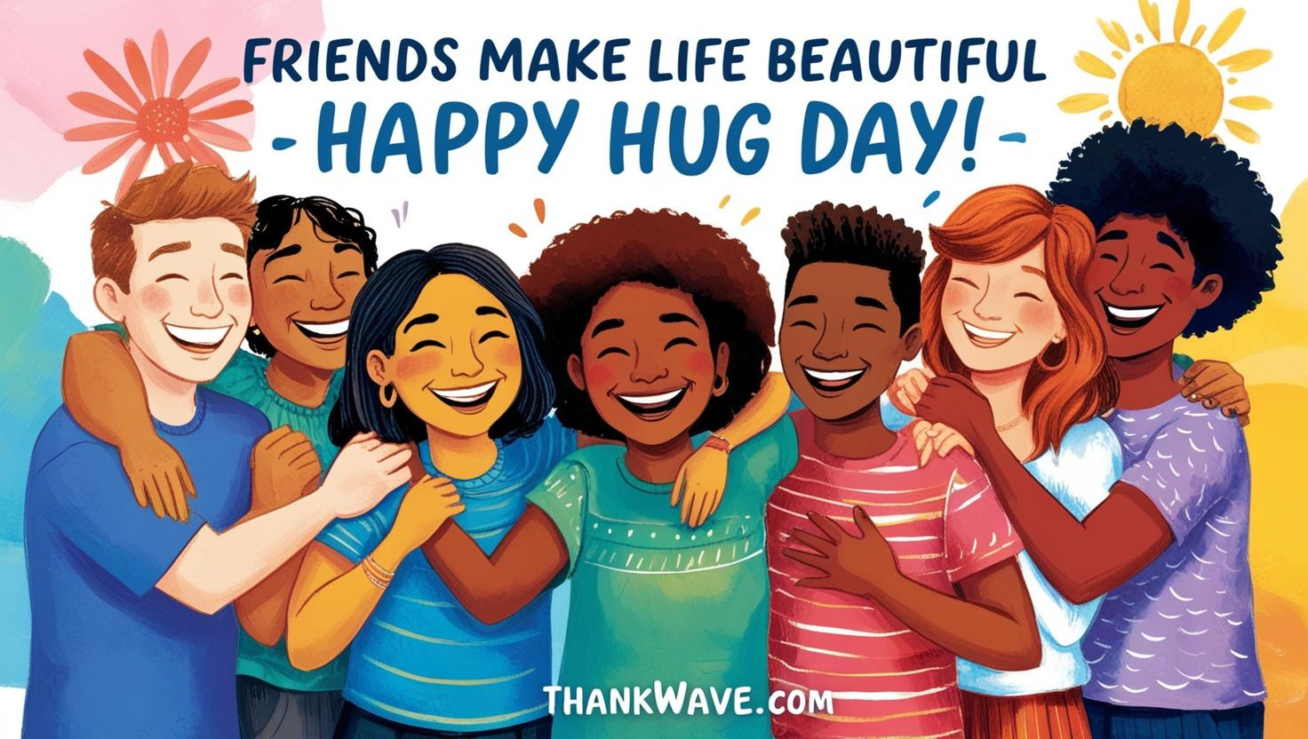 “Friends like you make life more beautiful! Here’s a tight hug to remind you how special you are. Happy Hug Day!”