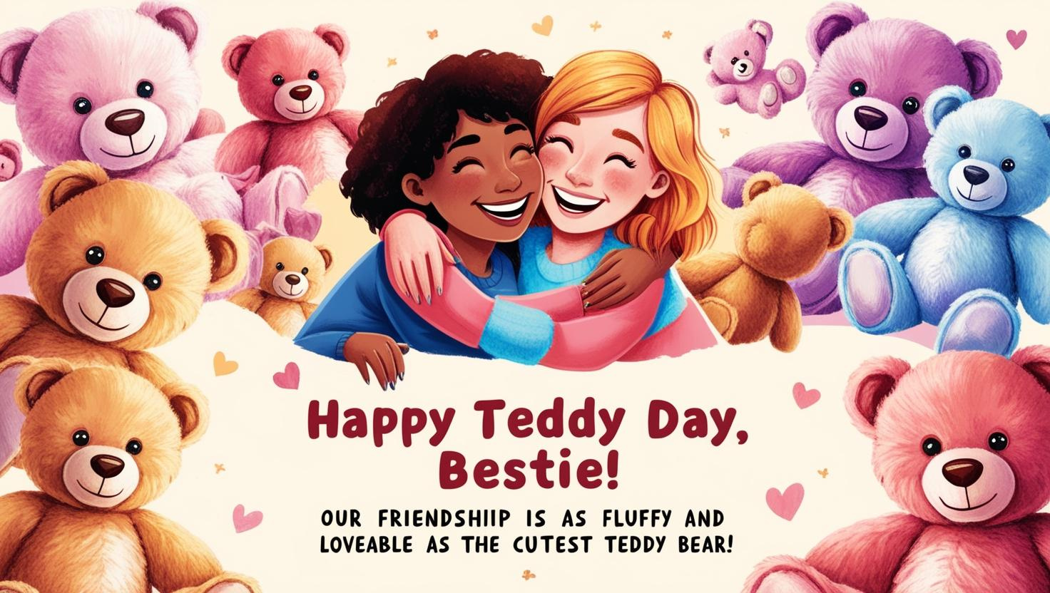 "Our friendship is as fluffy and lovable as the cutest teddy bear! Happy Teddy Day, bestie!"