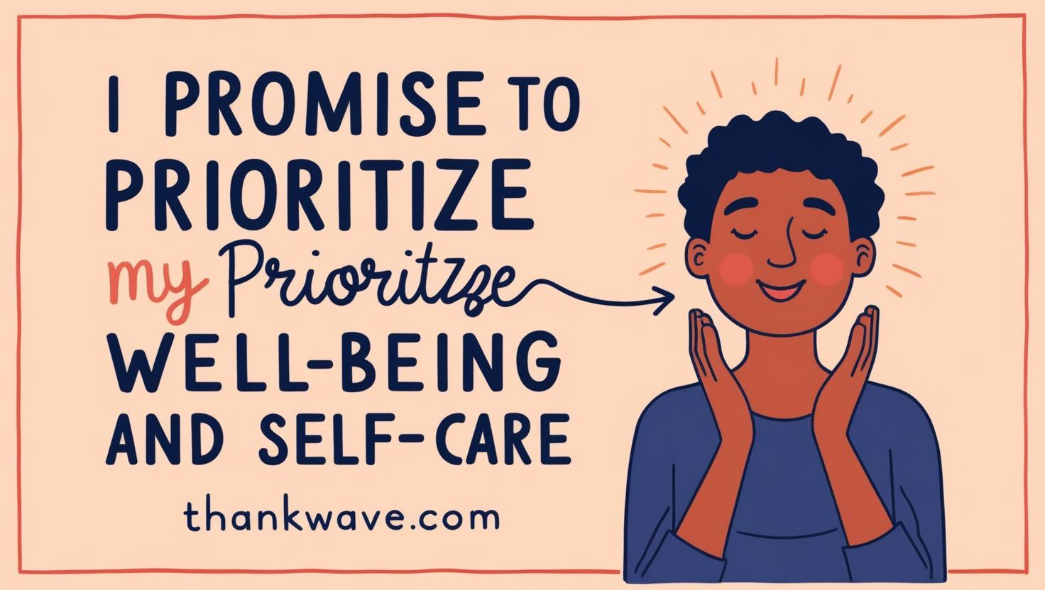 .on promise day promise with self.I promise to prioritize my well-being and self-care. add title in it add end add site name thankwave.com