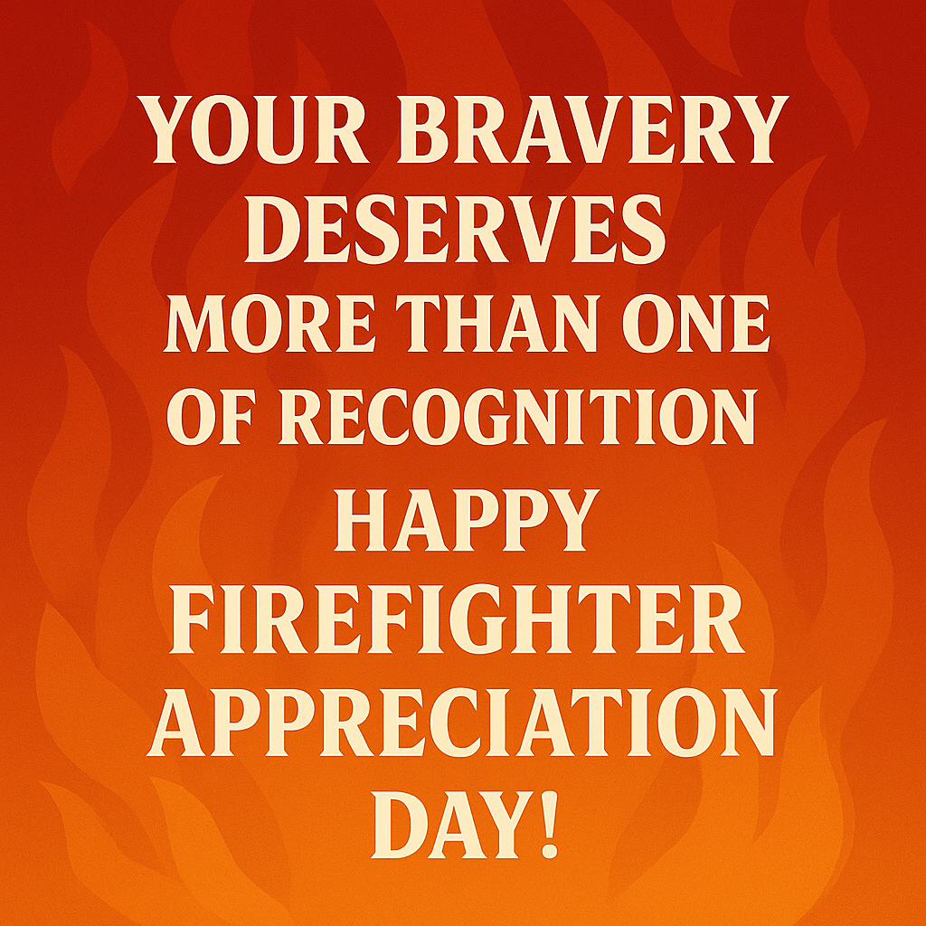 Your bravery deserves more than one day of recognition – Celebrate Firefighter Appreciation Day with gratitude.