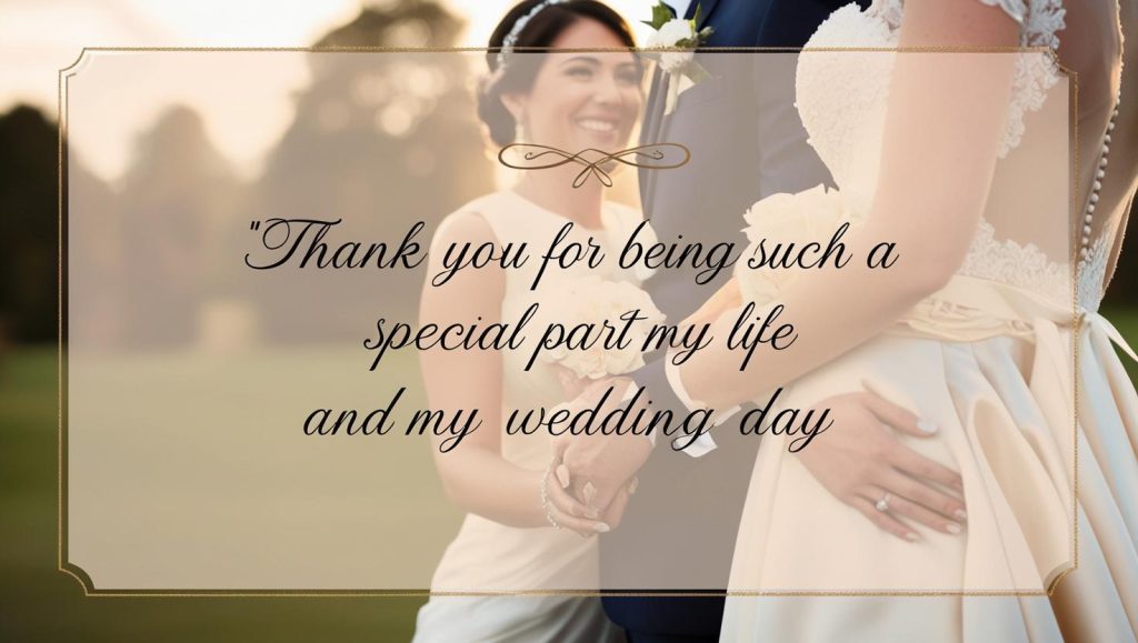 Thank you for being such a special part of my life and my wedding day.”