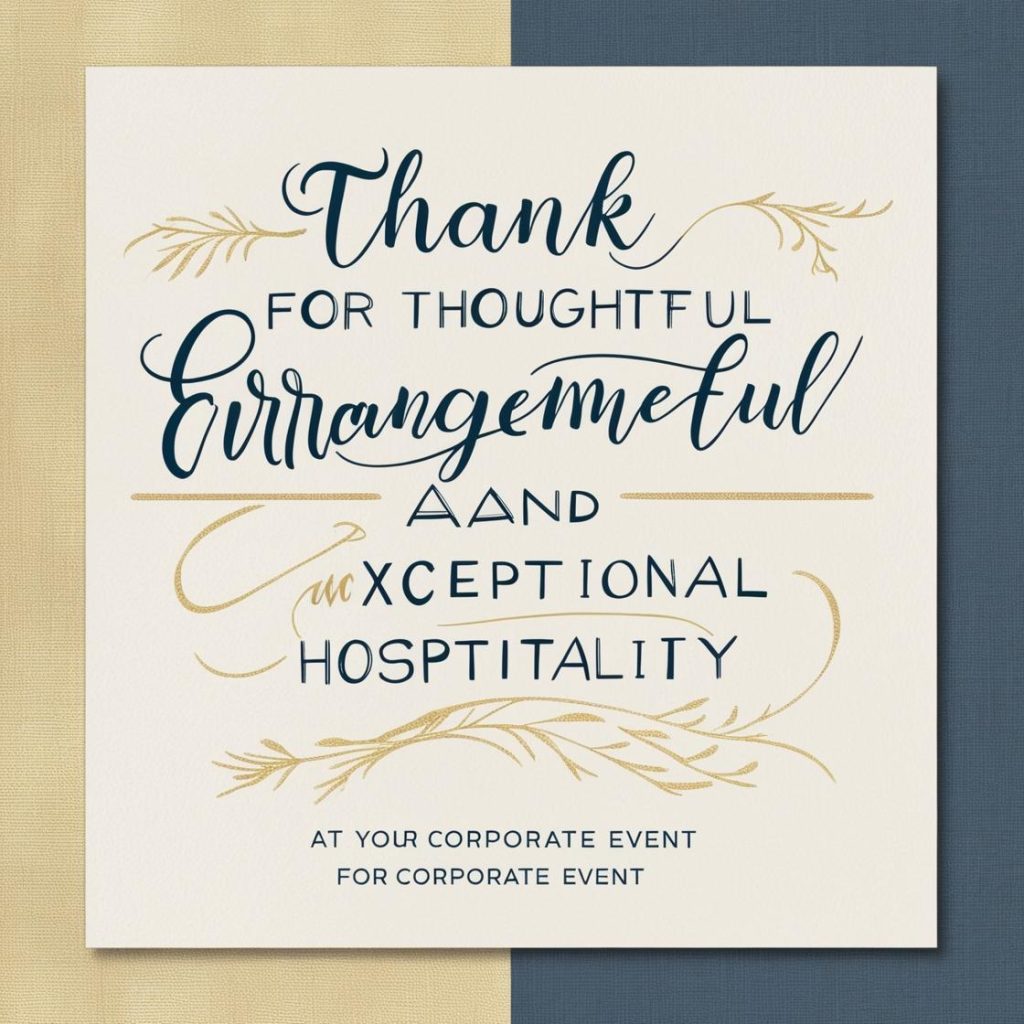 We appreciate the thoughtful arrangements and exceptional hospitality during our corporate event. Your attention to detail helped make everything run smoothly."