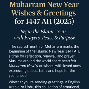 Heartfelt Muharram New Year Wishes and Greetings for 1447 AH with peaceful reflection and Islamic theme